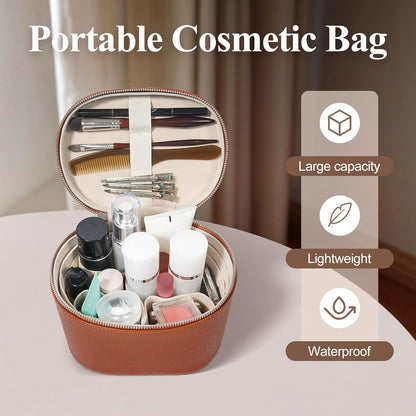 Portable Makeup Bag with Removable Compartments and Handle - Travel Cosmetic Case