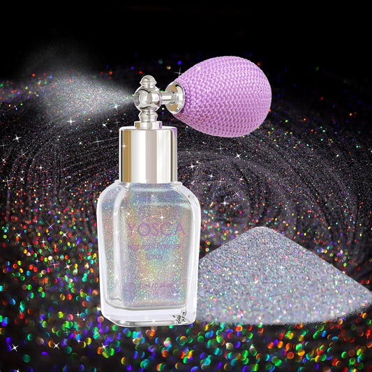 Body Glitter Spray, 30ML Loose Laser Shimmer Powder Holographic Hair Spray Silver Sparkle Highlighter