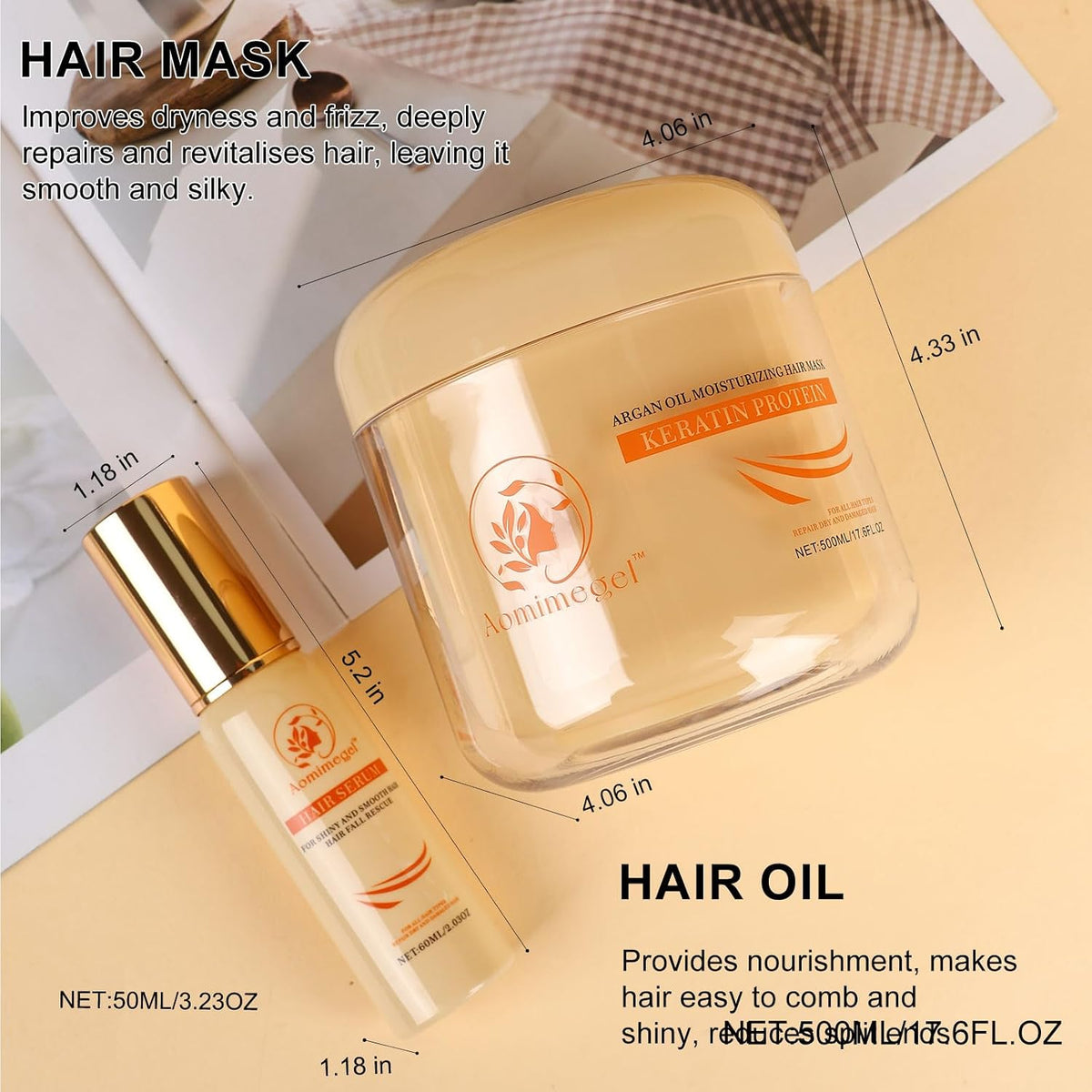 Argan Oil Hair Mask Set - Deep Repair Conditioning Collagen Treatment for Dry Damaged Hair