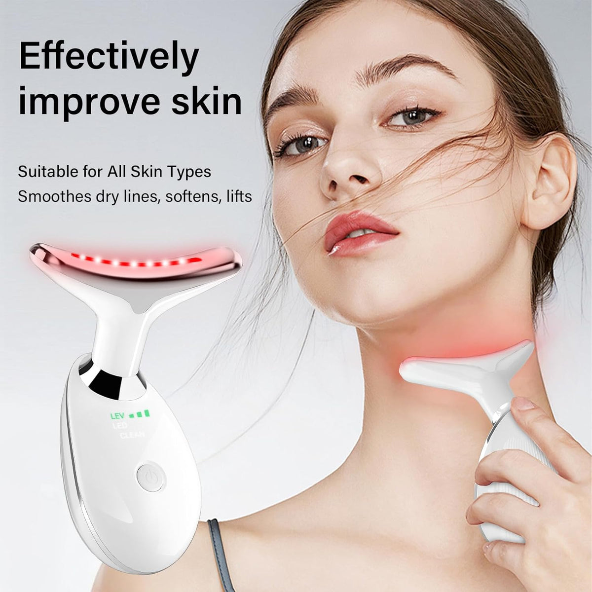 7 Color LED Facial Light Therapy Wand and Neck Massager for Skin Care at Home